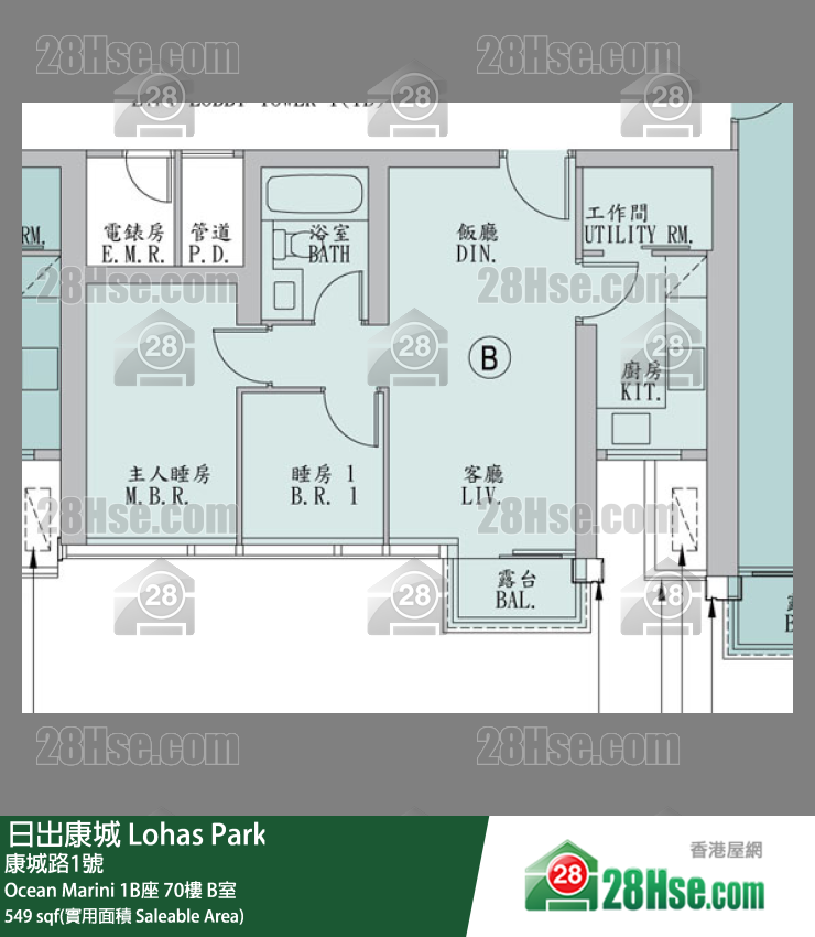 Ocean Marini 1B座70楼 B室 平面图