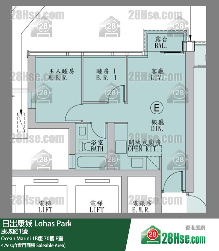 Ocean Marini 1B座70楼 E室 平面图