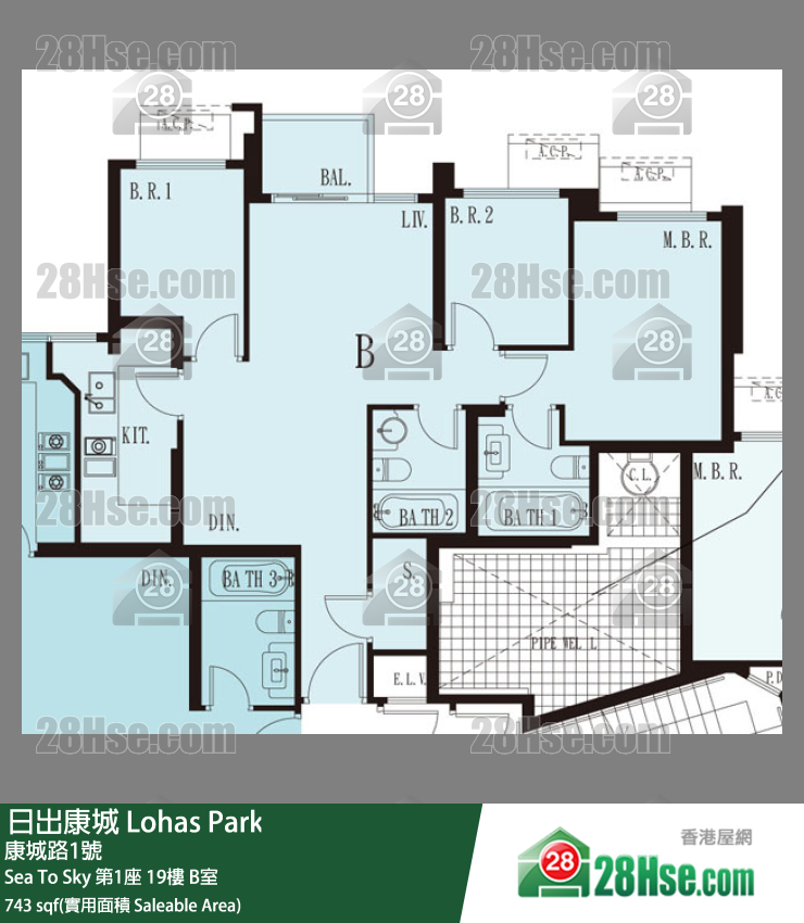 Sea To Sky Sea To Sky 第1座 19楼 B室 平面图