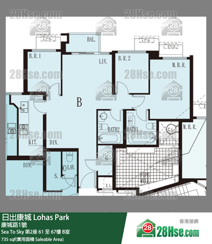 Sea To Sky Sea To Sky 第2座 61楼 B室 平面图