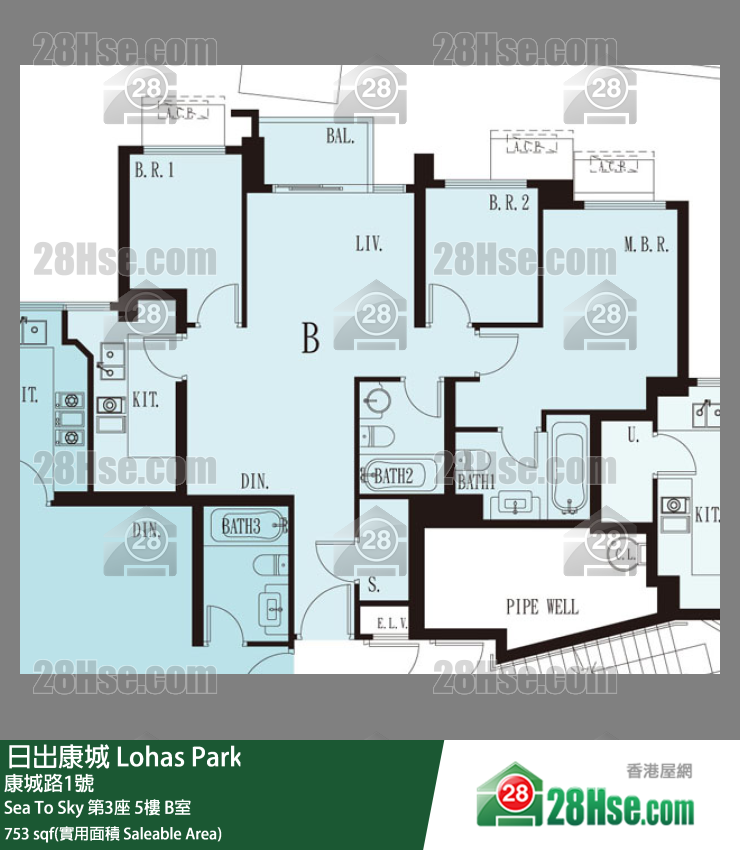 Sea To Sky 第3座 5楼 B室 平面图