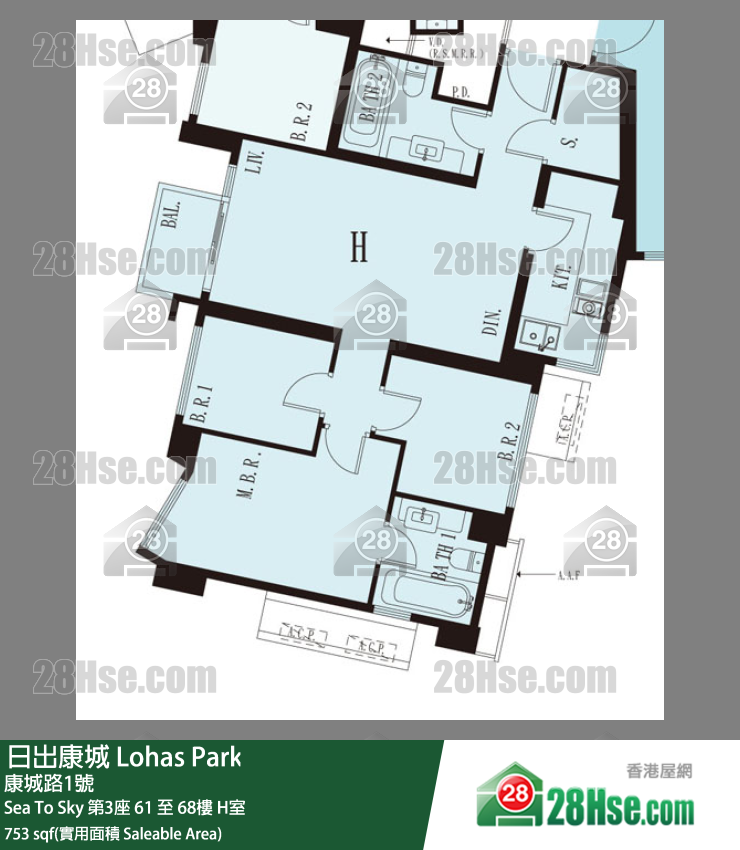 Sea To Sky Sea To Sky 第3座 61楼 H室 平面图