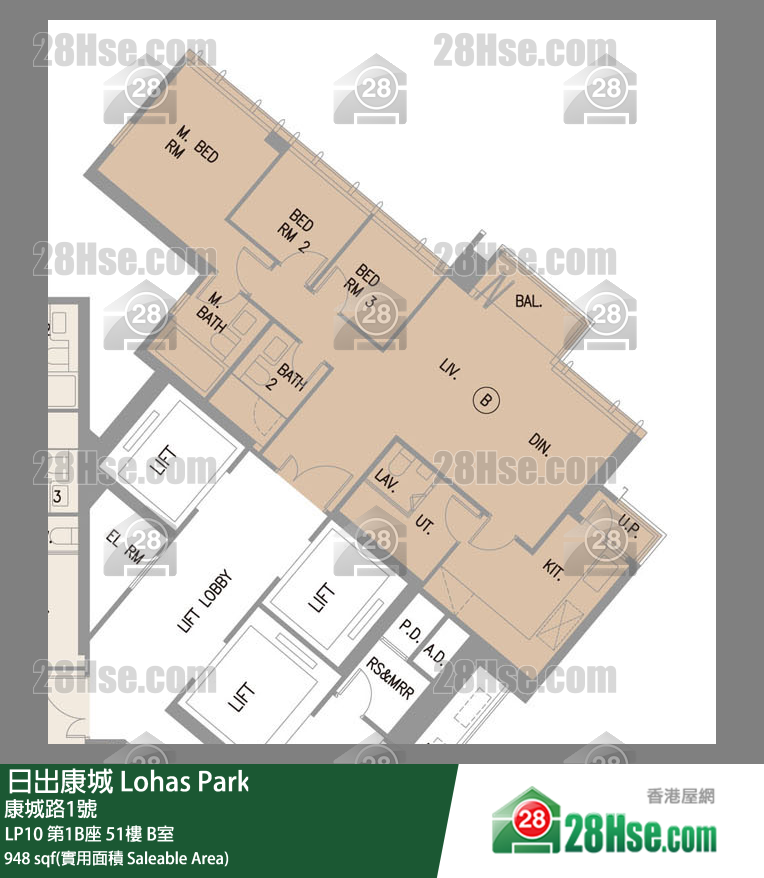 LP10 第1B座51楼 B室 平面图