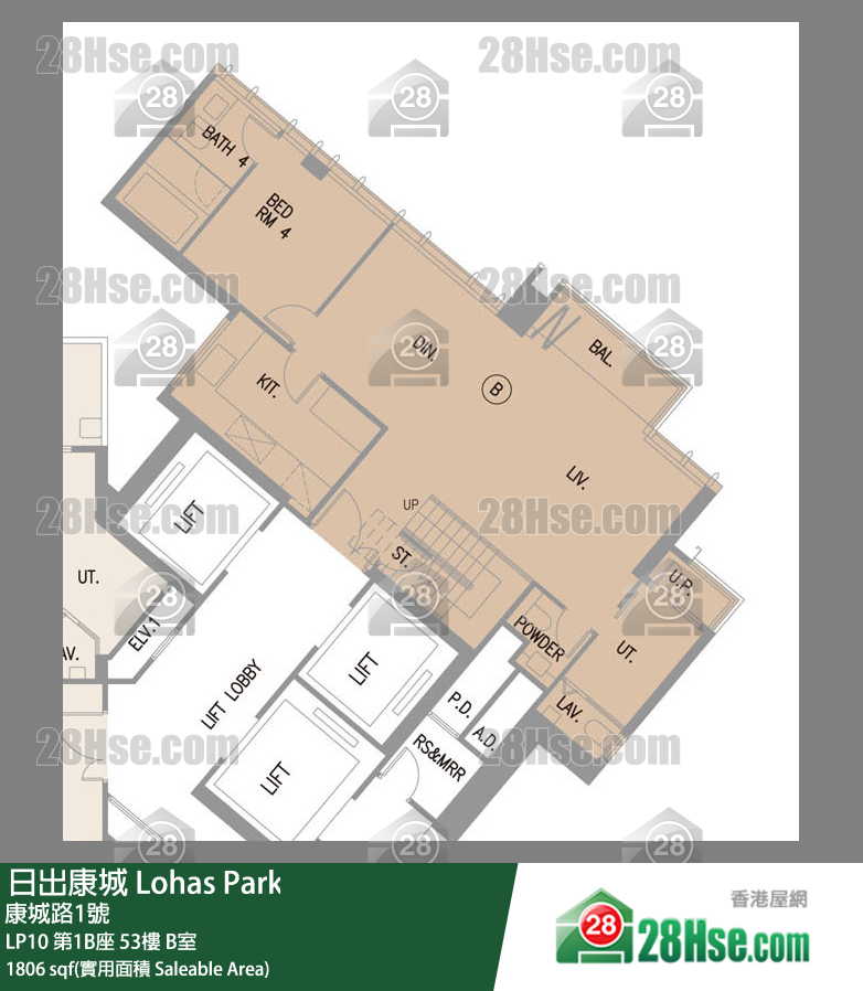 LP10 第1B座53楼 B室 平面图