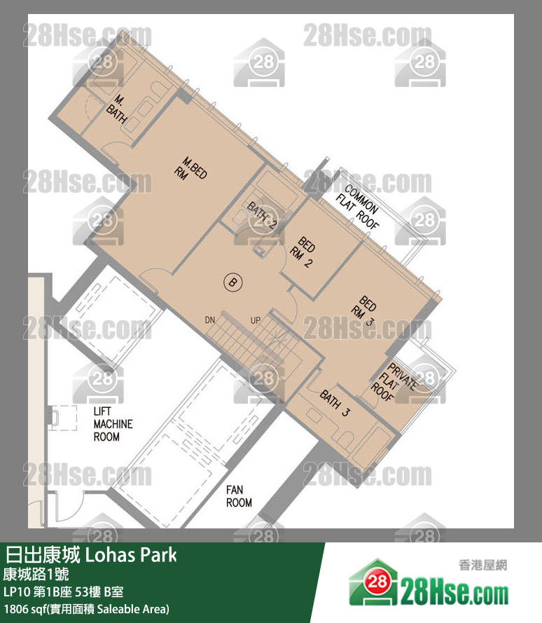 LP10 第1B座53楼 B室 平面图