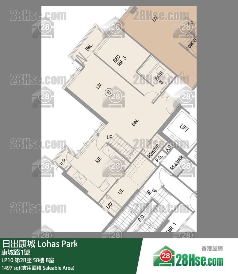 LP10 第2B座58楼 B室 平面图