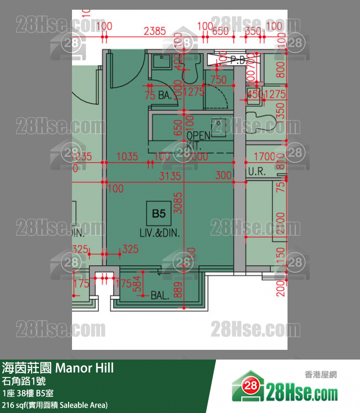 海茵莊園 1座 38樓 B5室 平面圖