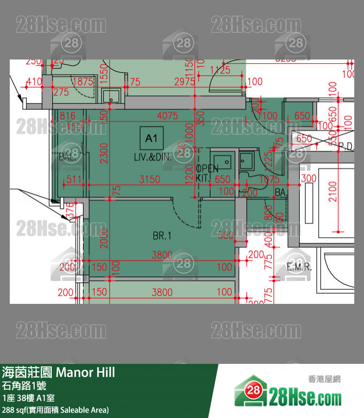 海茵莊園 1座 38樓 A1室 平面圖