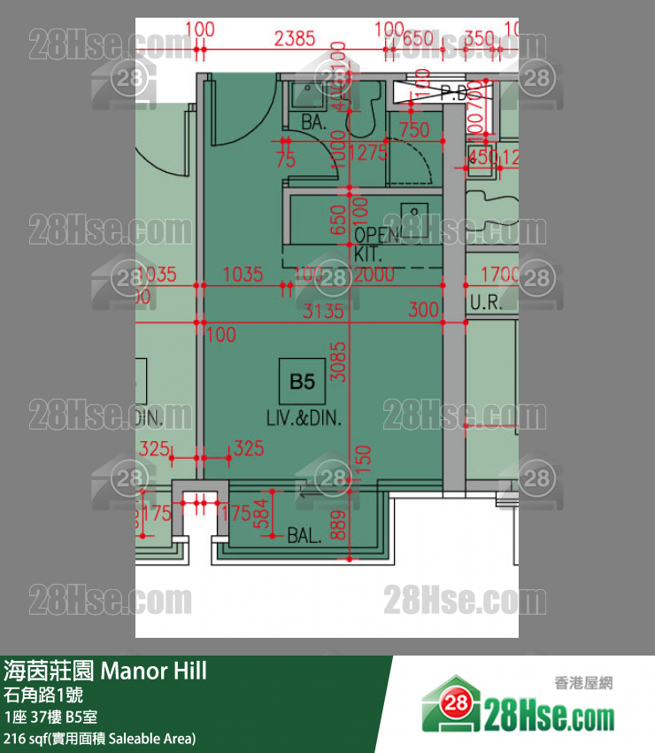 海茵庄园 1座 37楼 B5室 平面图