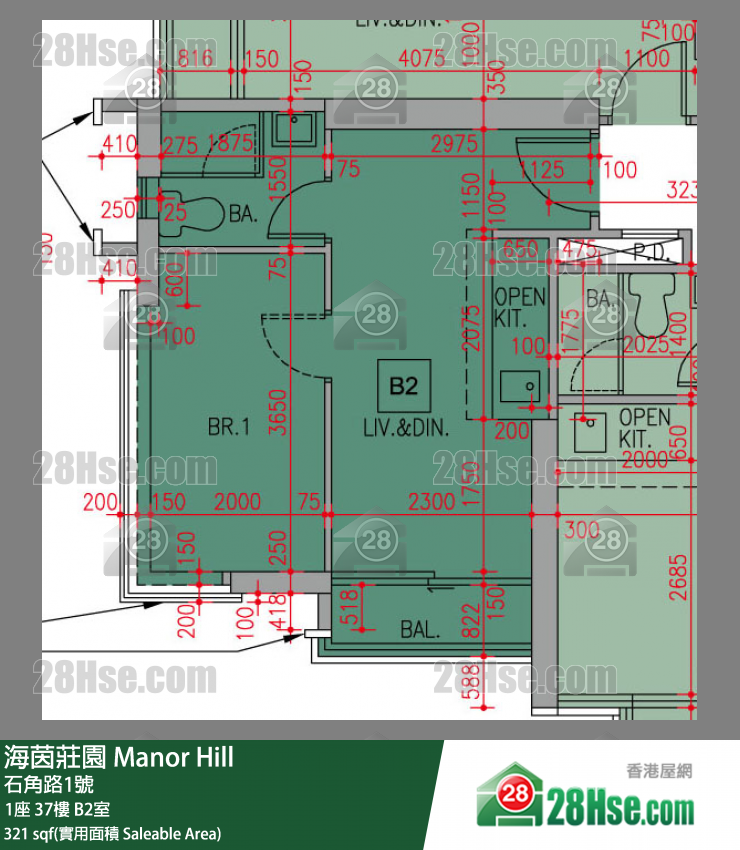 海茵莊園 1座 37樓 B2室 平面圖