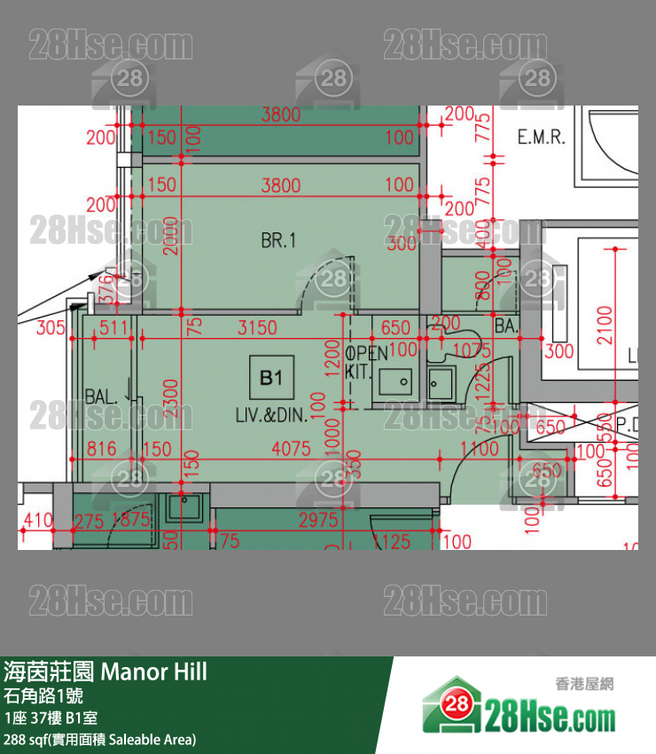 海茵莊園 1座 37樓 B1室 平面圖