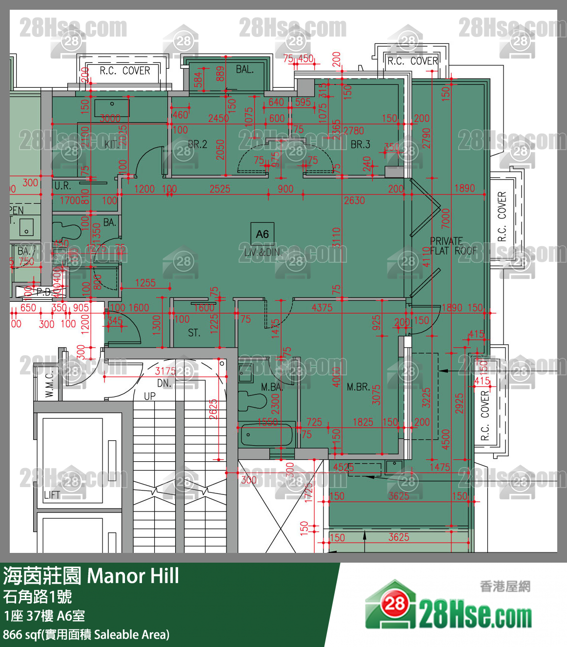 海茵庄园 1座 37楼 A6室 平面图