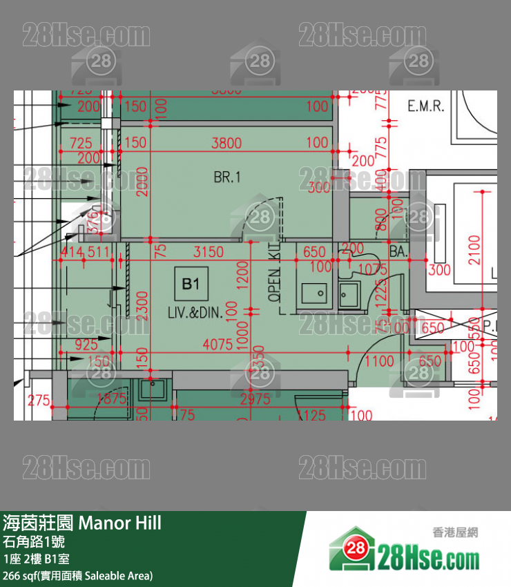 海茵莊園 1座2樓 B1室 平面圖
