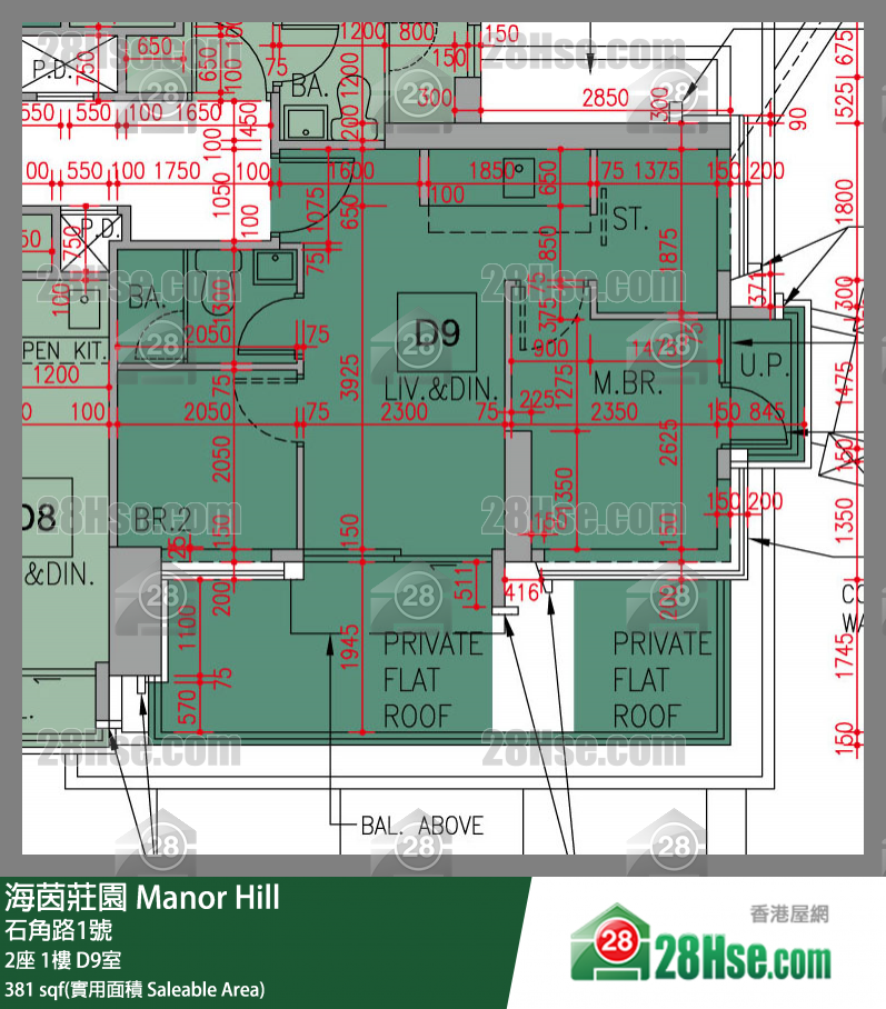 海茵莊園 2座 1樓 D9室 平面圖