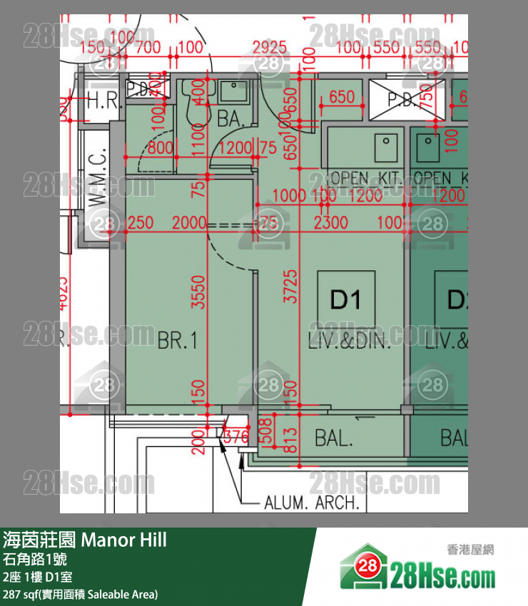 海茵莊園 2座 1樓 D1室 平面圖