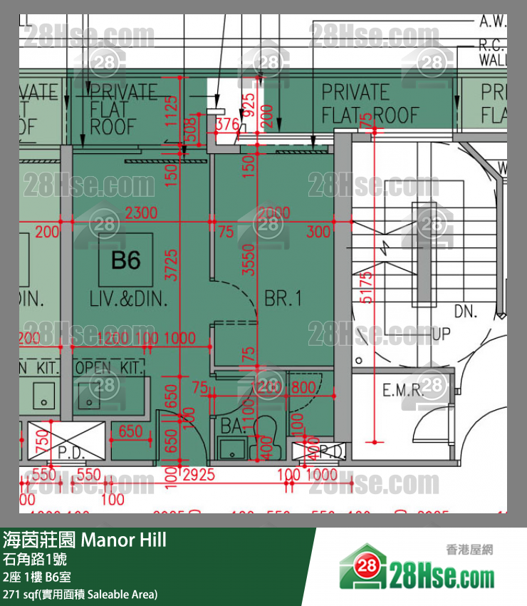 海茵莊園 2座 1樓 B6室 平面圖