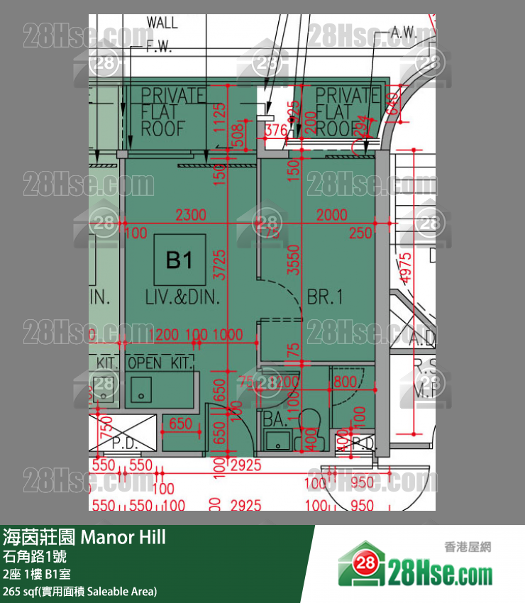 海茵莊園 2座 1樓 B1室 平面圖