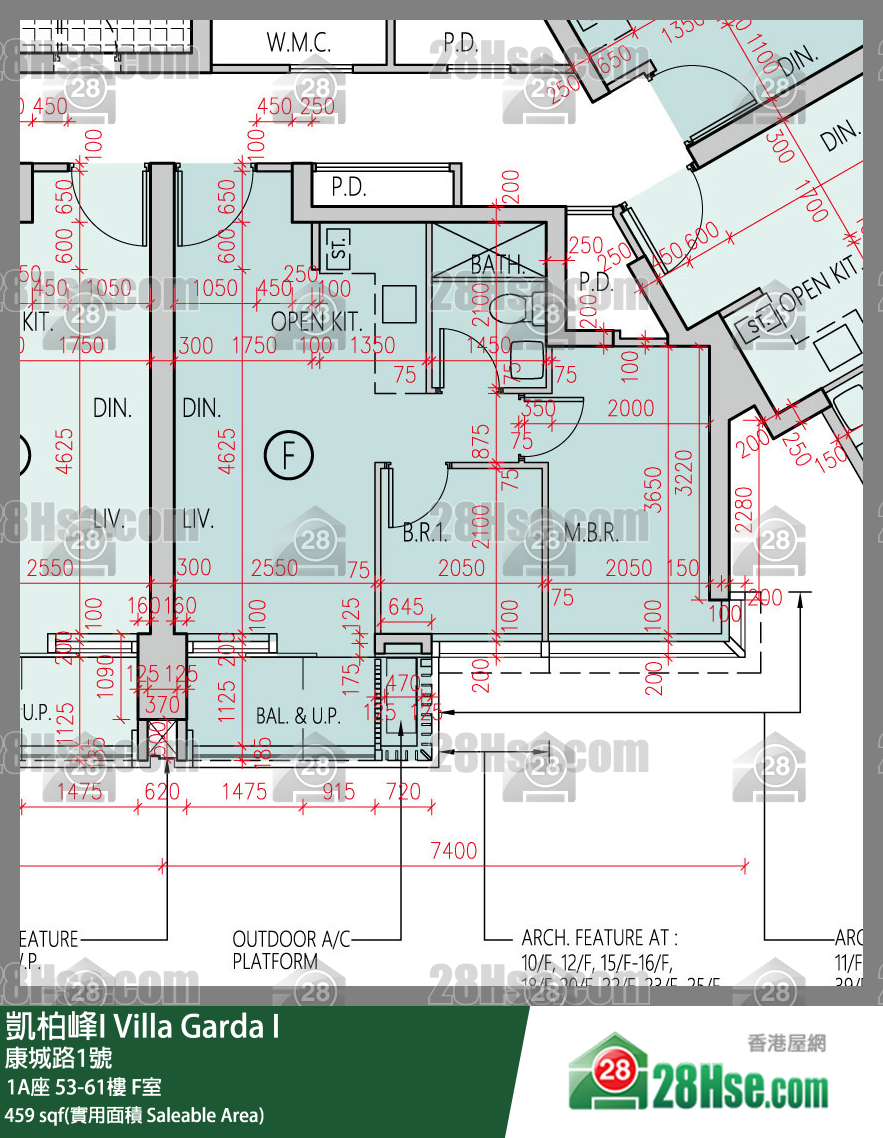 凱柏峰 I 1A座 58樓 F室 平面圖
