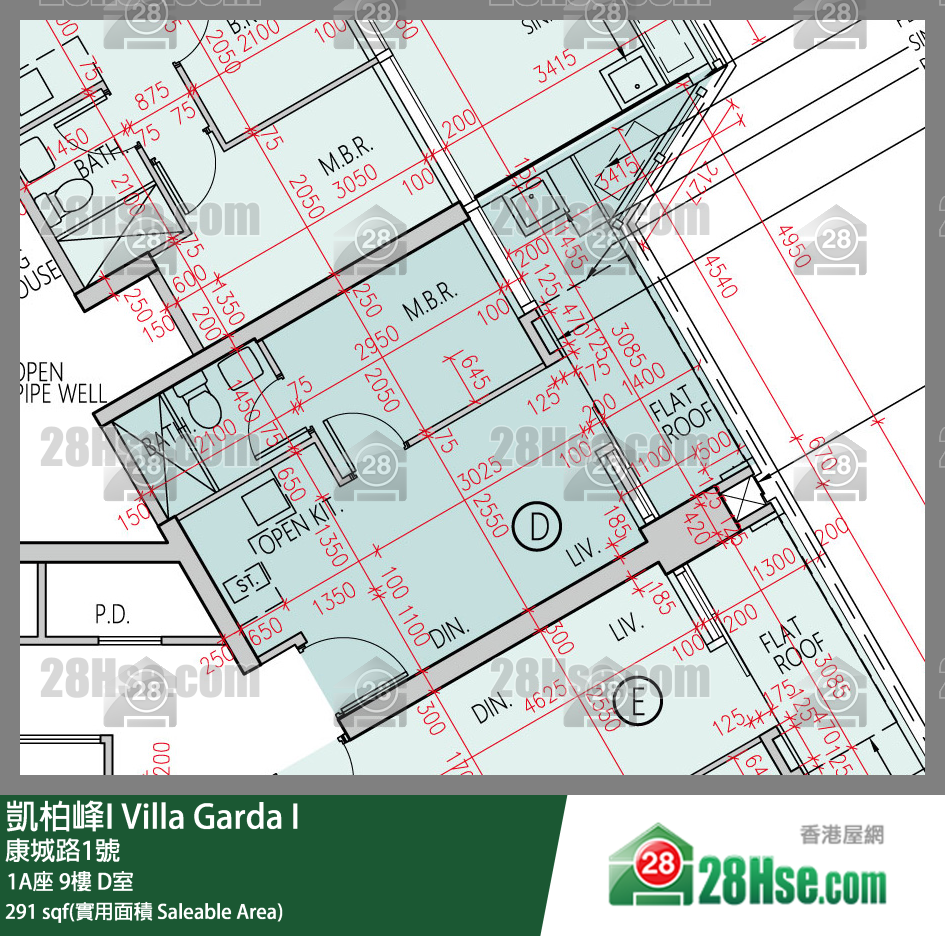 凱柏峰 I 1A座 9樓 D室 平面圖