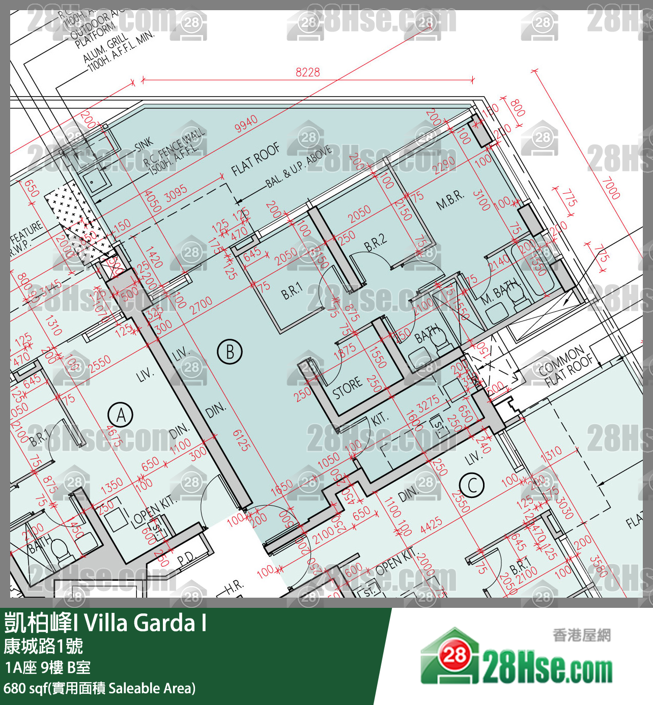 凯柏峰 I 1A座 9楼 B室 平面图