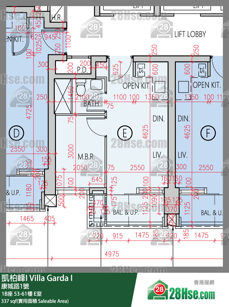 凱柏峰 I 1B座 57樓 E室 平面圖