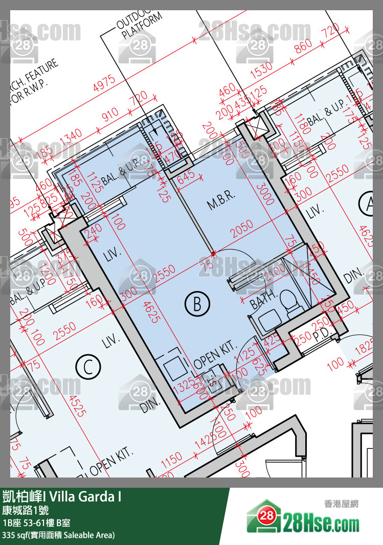 凱柏峰 I 1B座 53樓 B室 平面圖