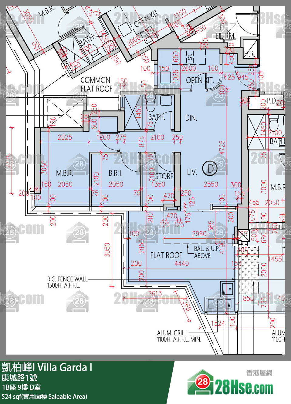 凱柏峰 I 1B座 9樓 D室 平面圖