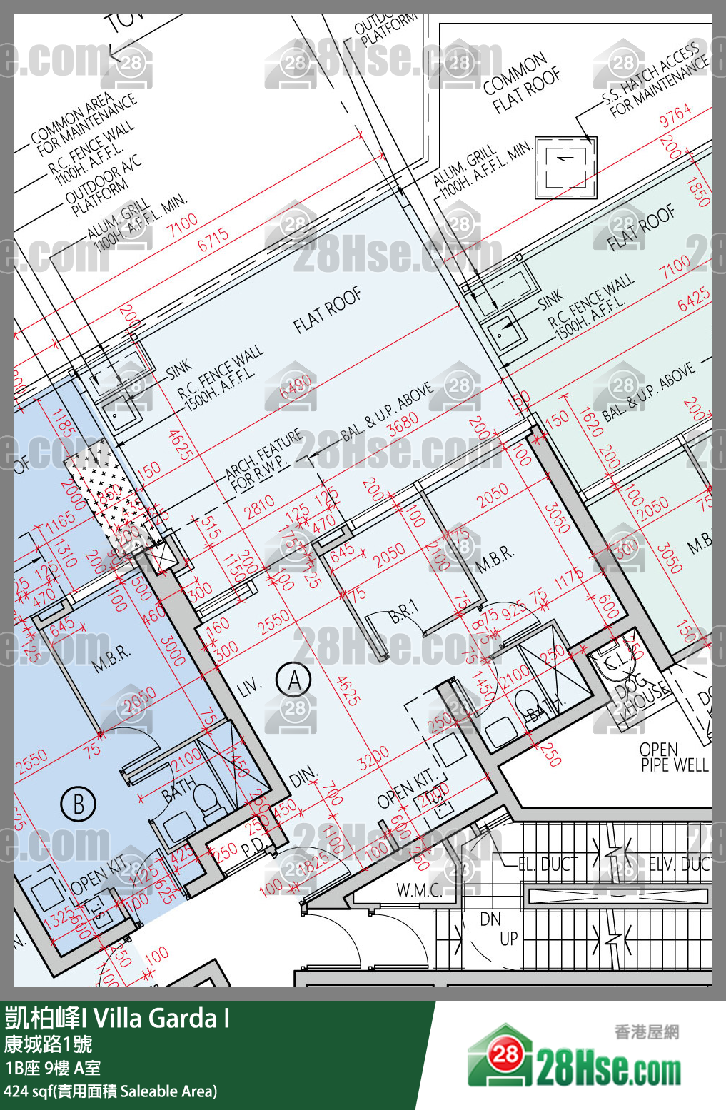 凱柏峰 I 1B座 9樓 A室 平面圖