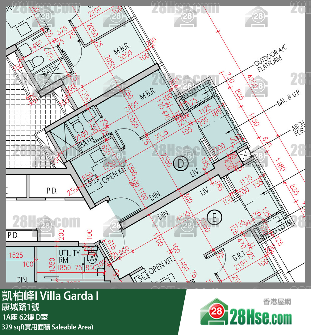 凱柏峰 I 1A座 62樓 D室 平面圖