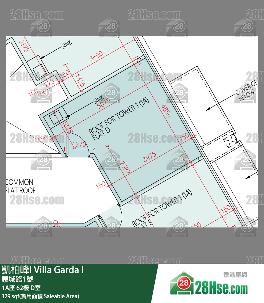 凱柏峰 I 1A座 62樓 D室 平面圖