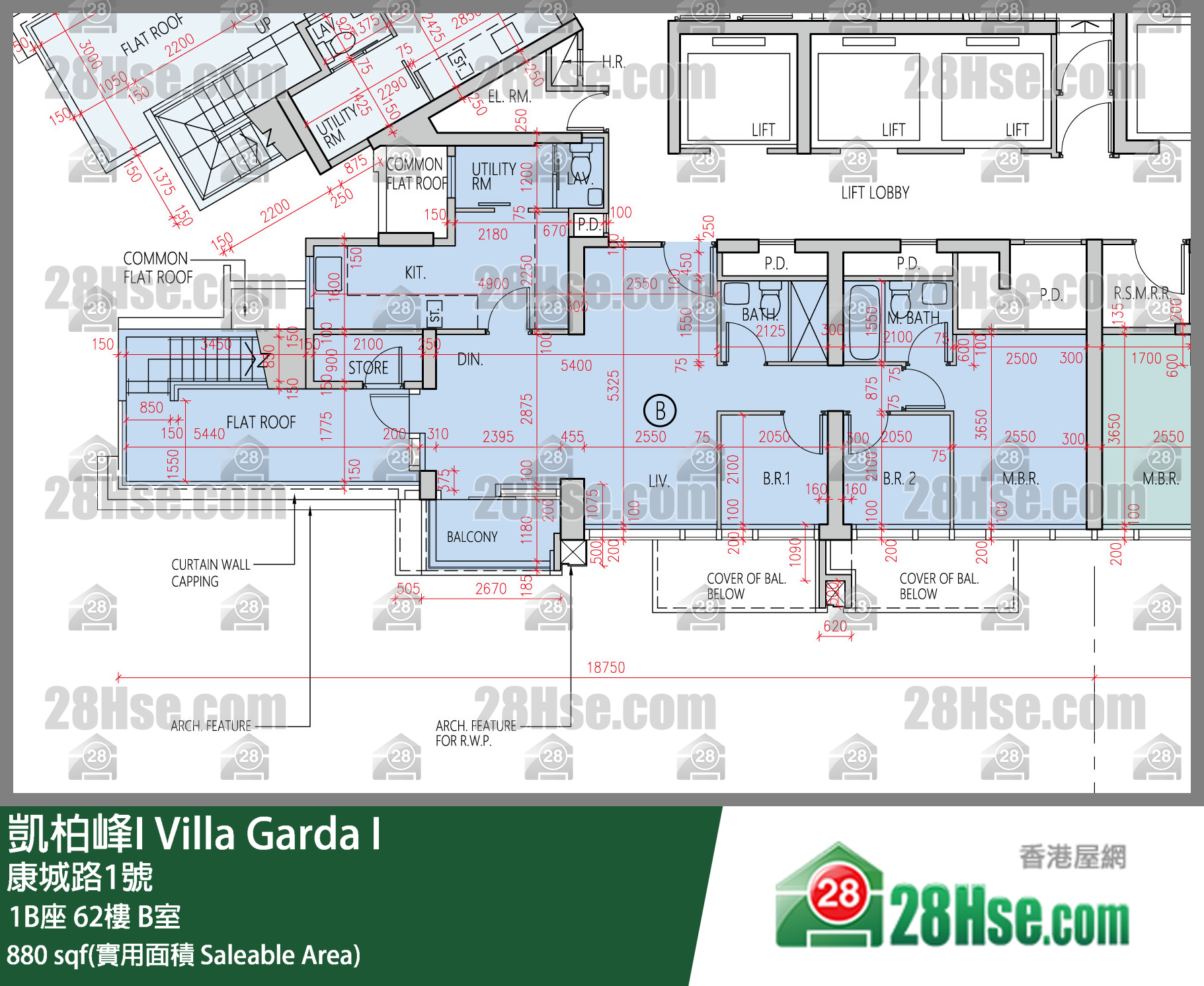 凯柏峰 I 1B座 62楼 B室 平面图
