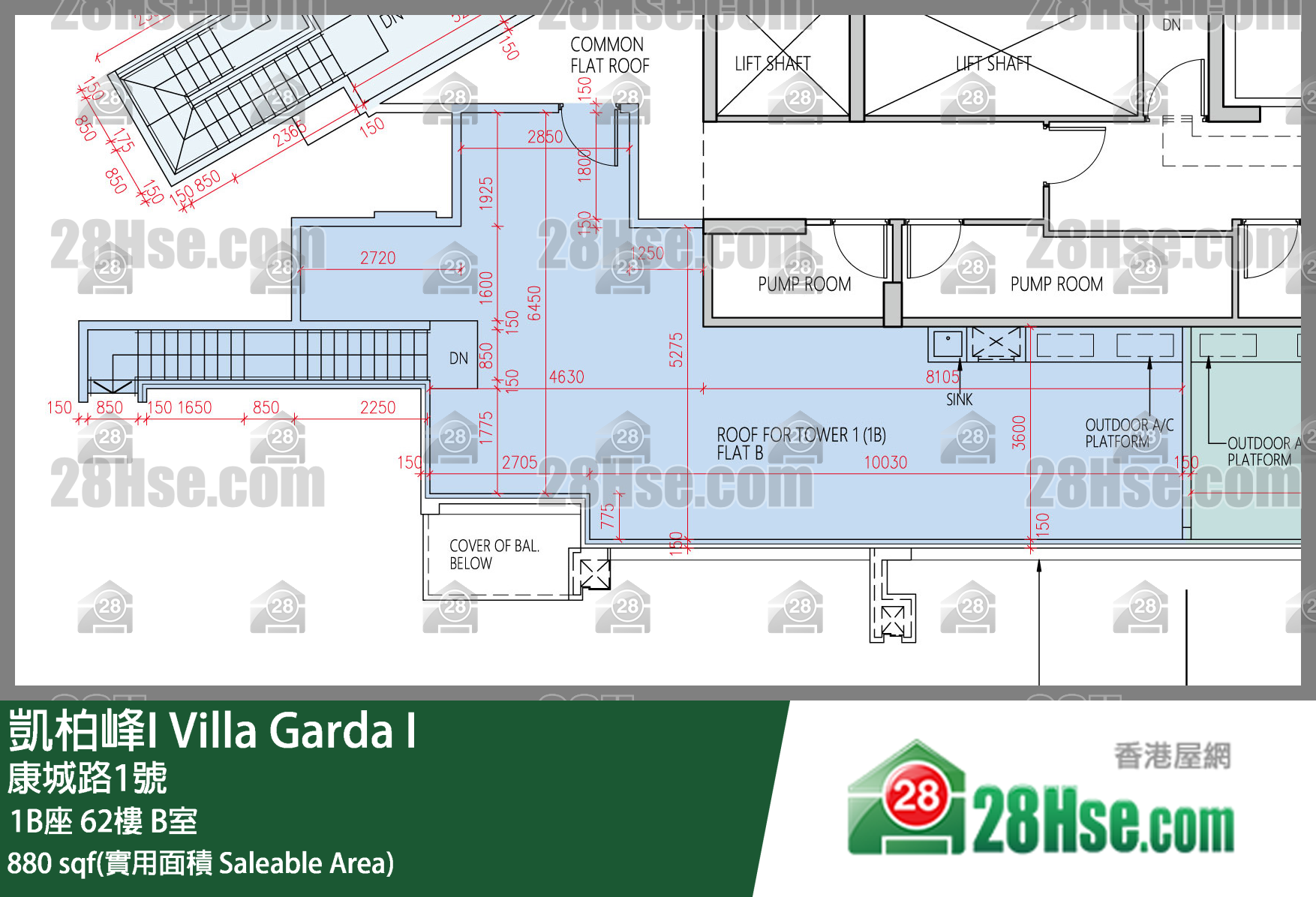 凯柏峰 I 1B座 62楼 B室 平面图