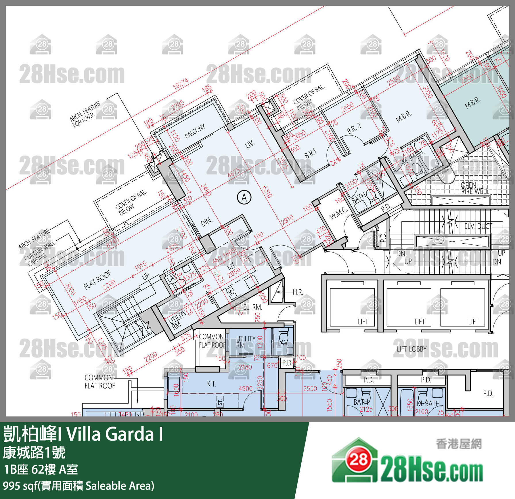 凯柏峰 I 1B座 62楼 A室 平面图