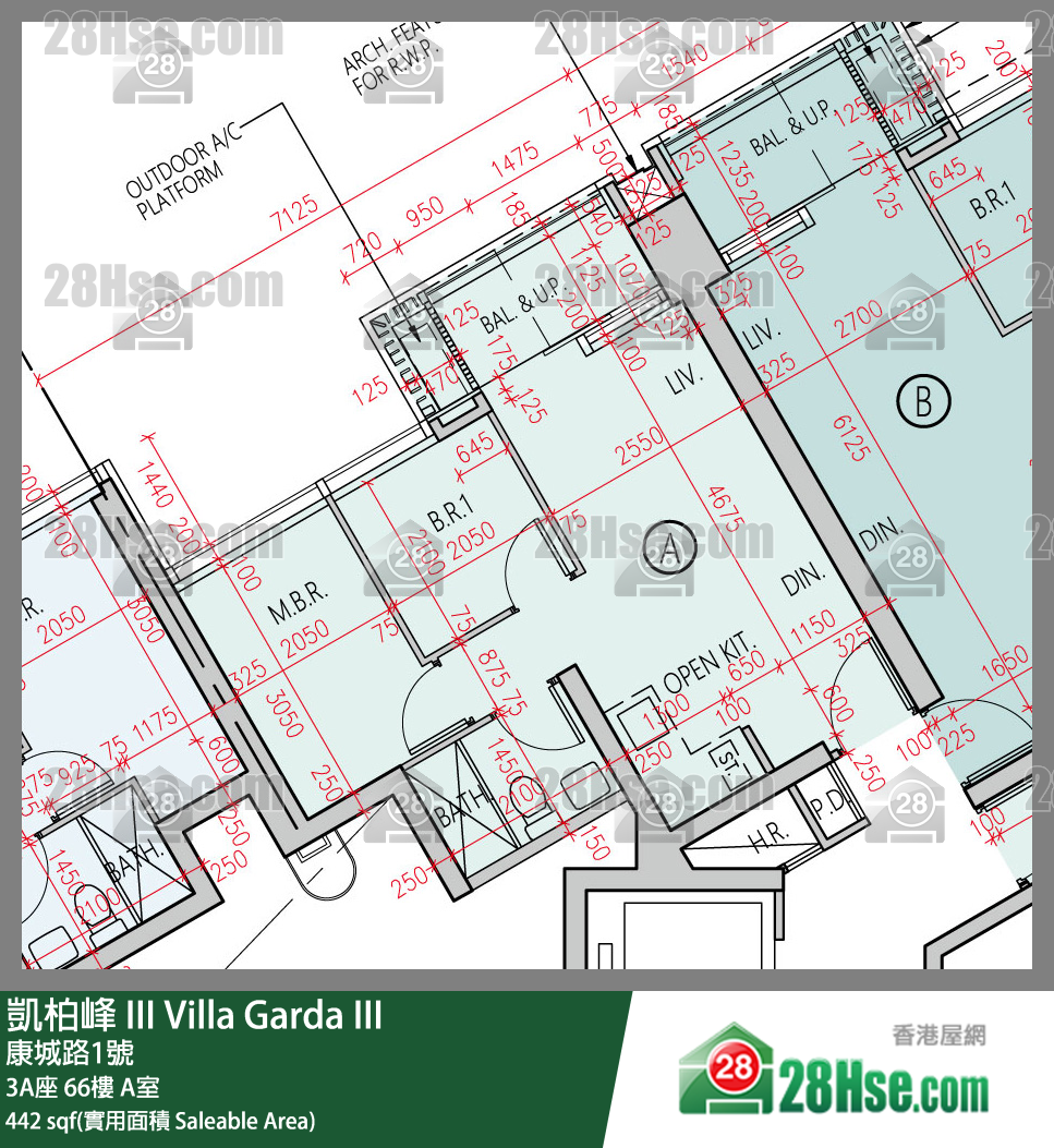 凱柏峰 III 3A座 66樓 A室 平面圖