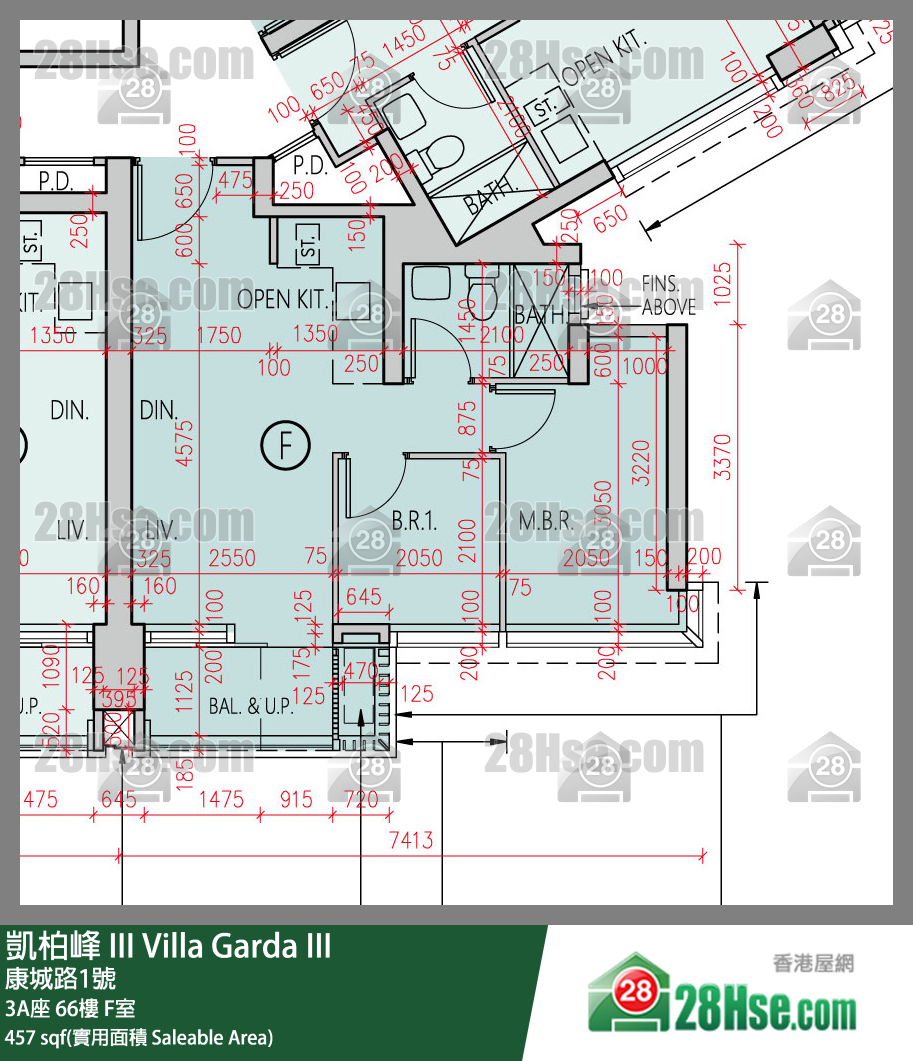 凱柏峰 III 3A座 66樓 F室 平面圖