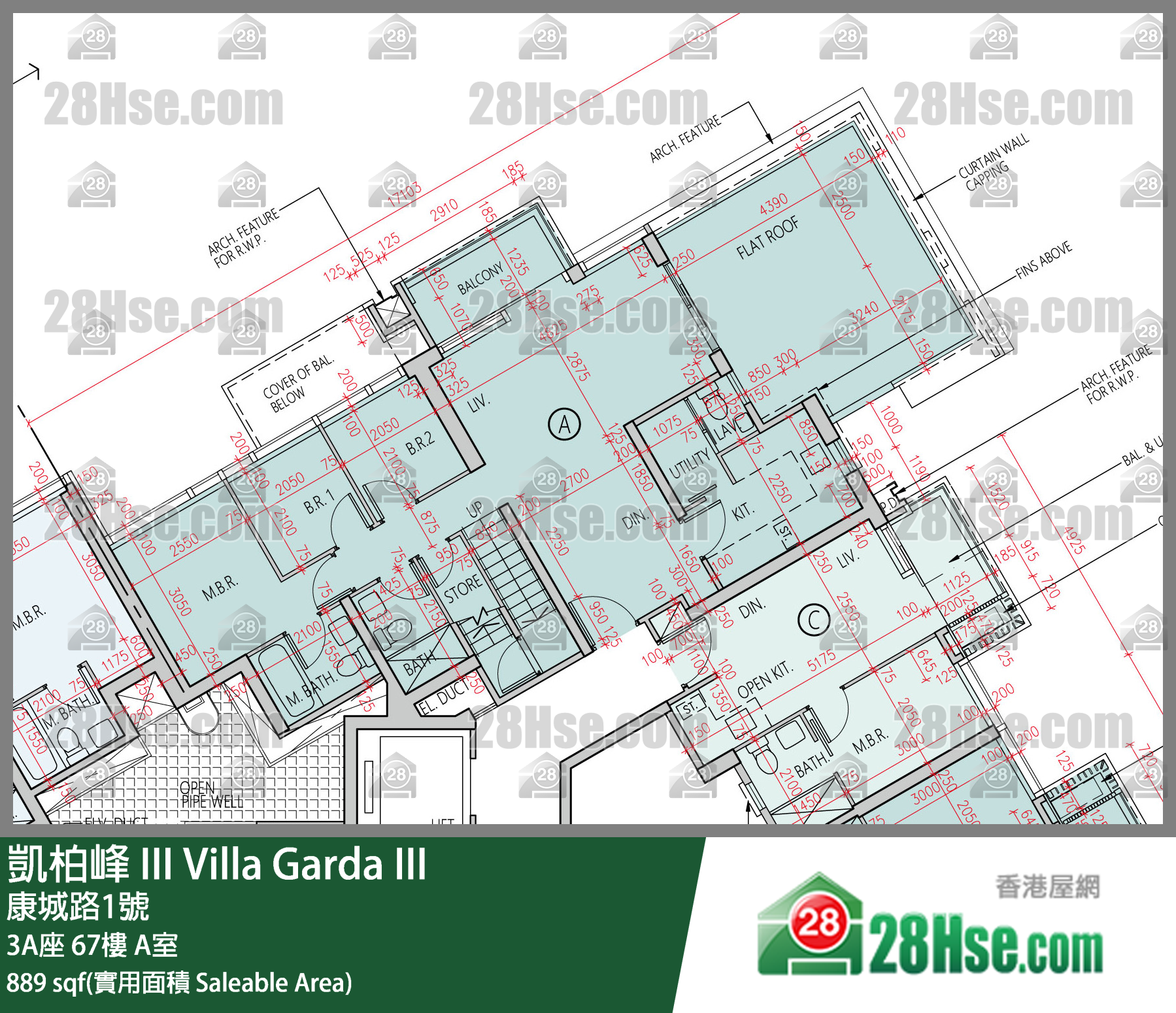 凱柏峰 III 3A座 67樓 A室 平面圖