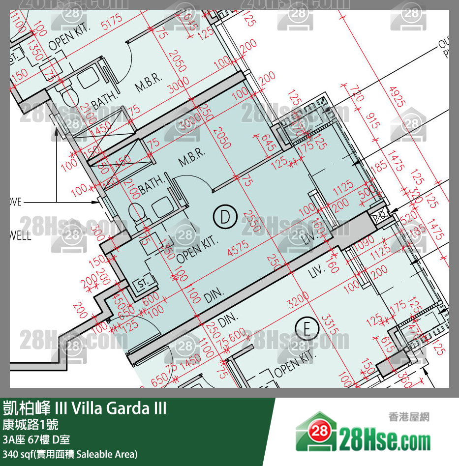 凱柏峰 III 3A座 67樓 D室 平面圖