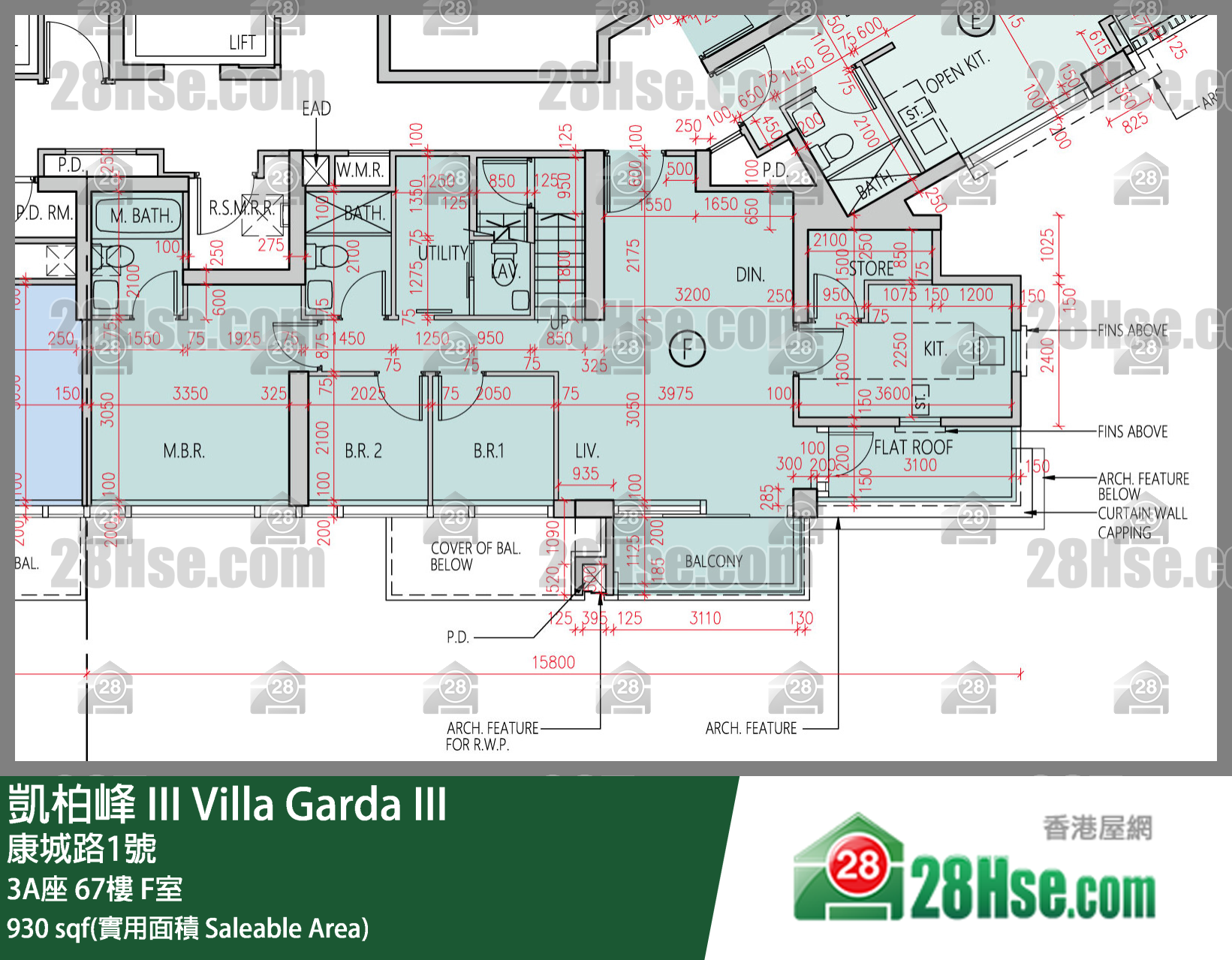 凱柏峰 III 3A座 67樓 F室 平面圖