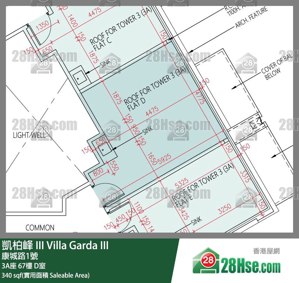 凱柏峰 III 3A座 67樓 D室 平面圖
