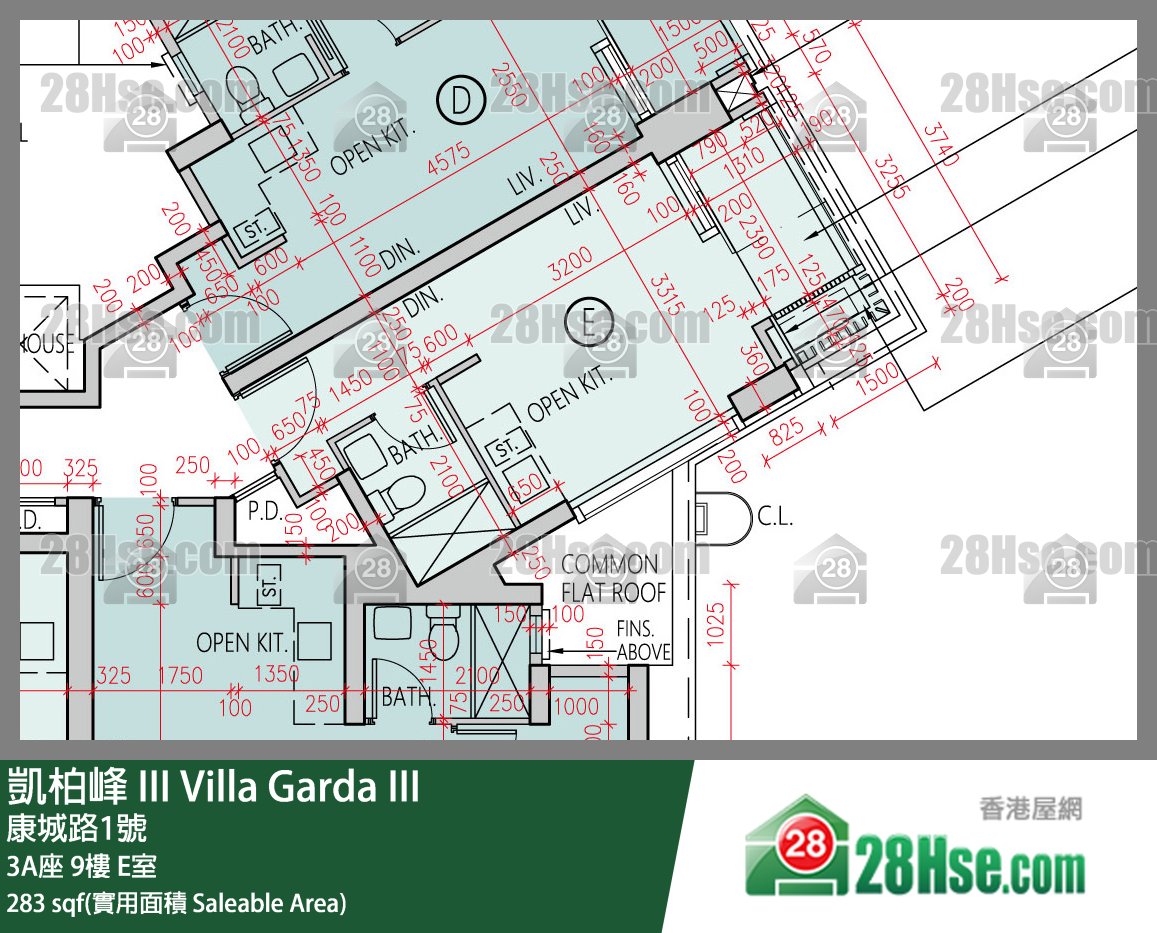 凱柏峰 III 3A座 9樓 E室 平面圖