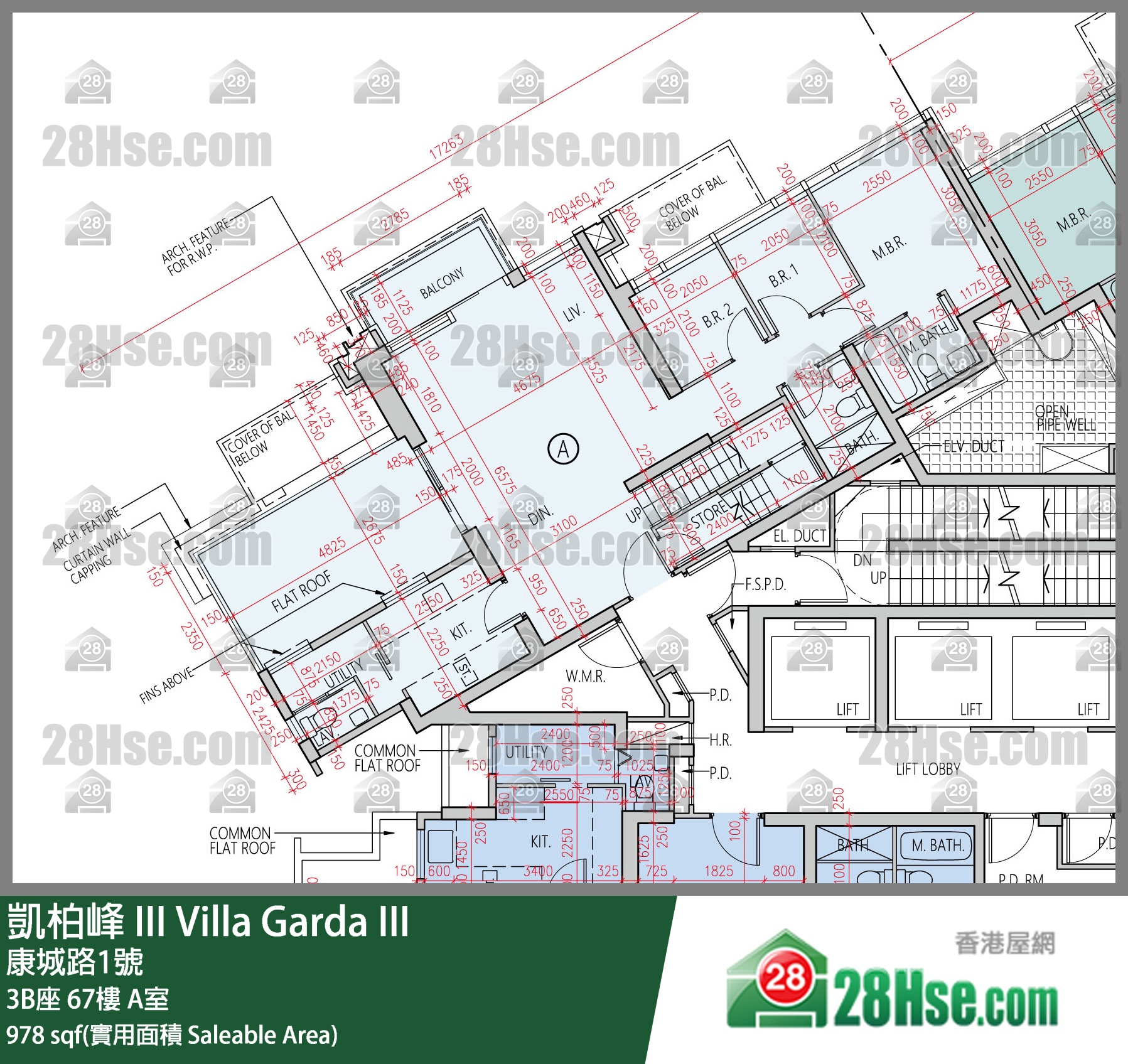 凱柏峰 III 3B座 67樓 A室 平面圖