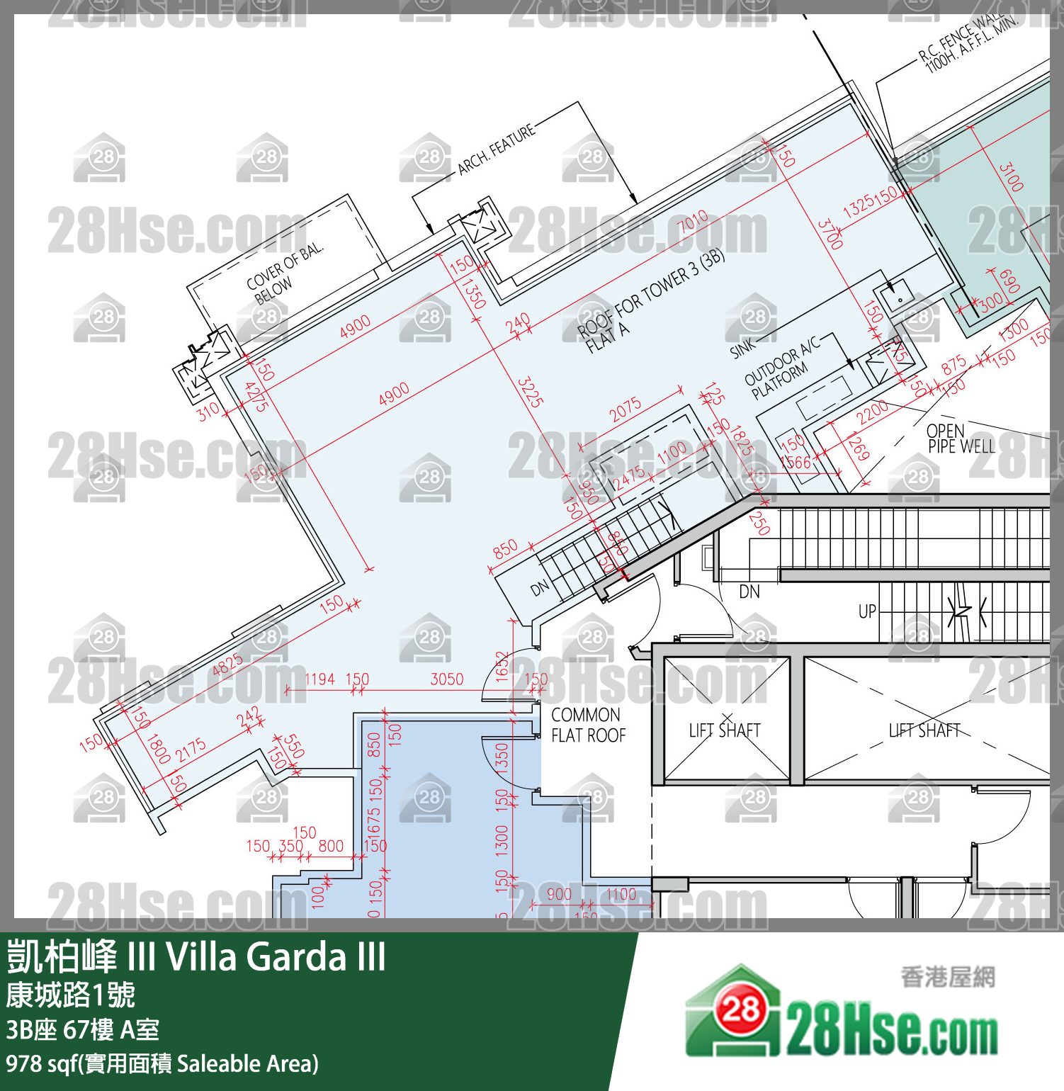凱柏峰 III 3B座 67樓 A室 平面圖