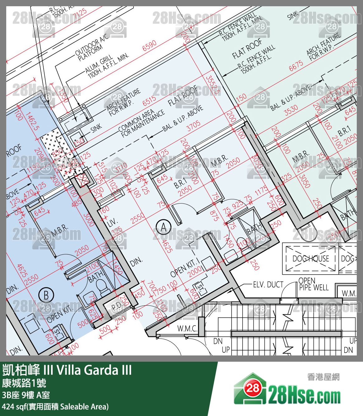 凱柏峰 III 3B座 9樓 A室 平面圖