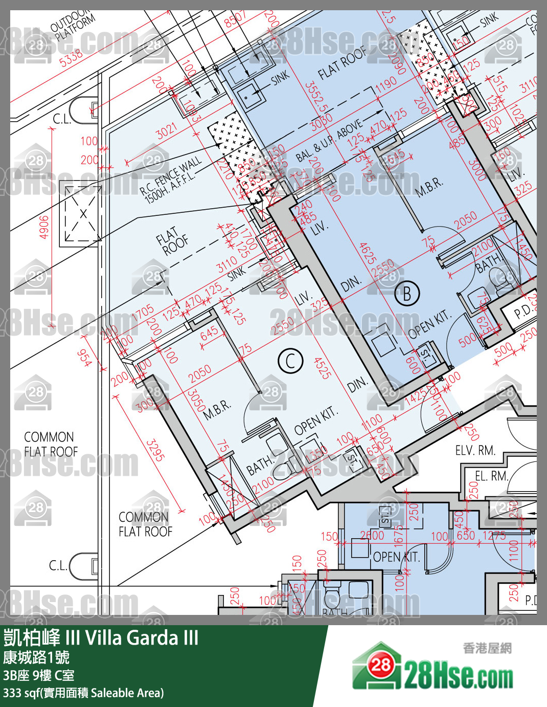 凱柏峰 III 3B座 9樓 C室 平面圖