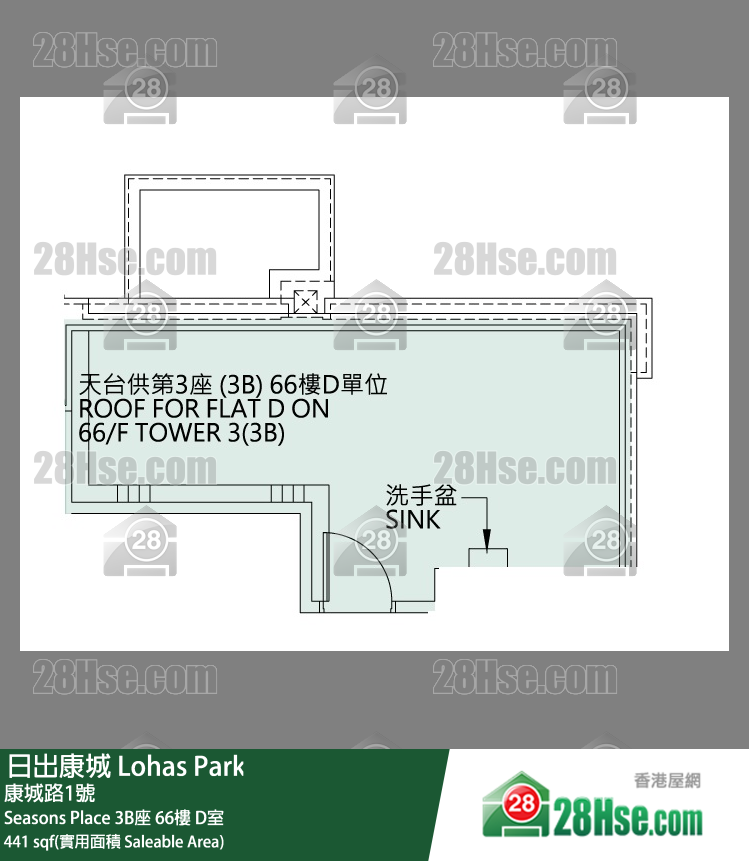 Seasons Place 3B座66楼 D室 平面图
