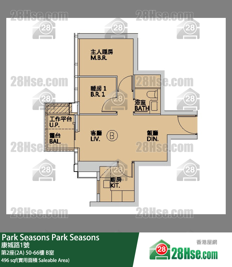 Park Seasons 第2座(2A)66樓 B室 平面圖