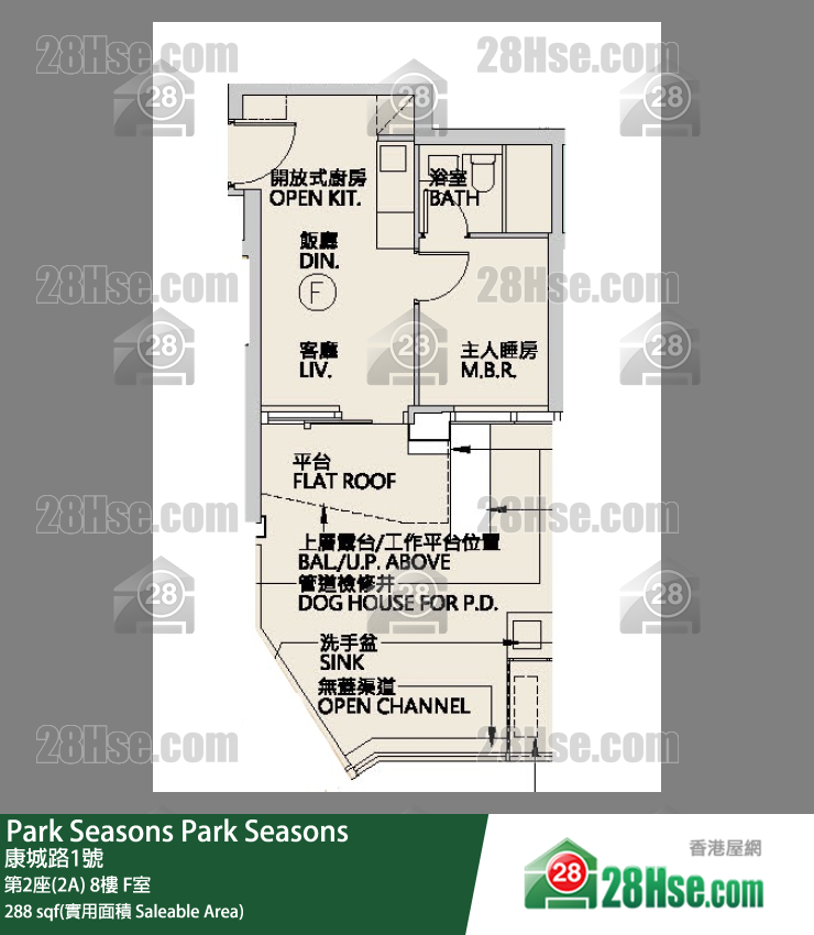 Park Seasons 第2座(2A)8樓 F室 平面圖