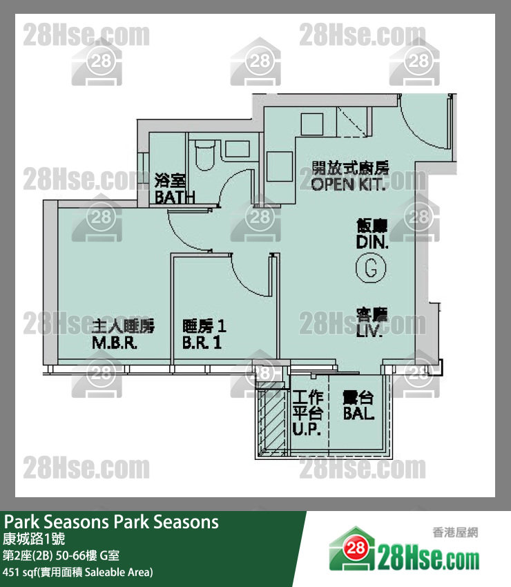 Park Seasons 第2座(2B)61樓 G室 平面圖