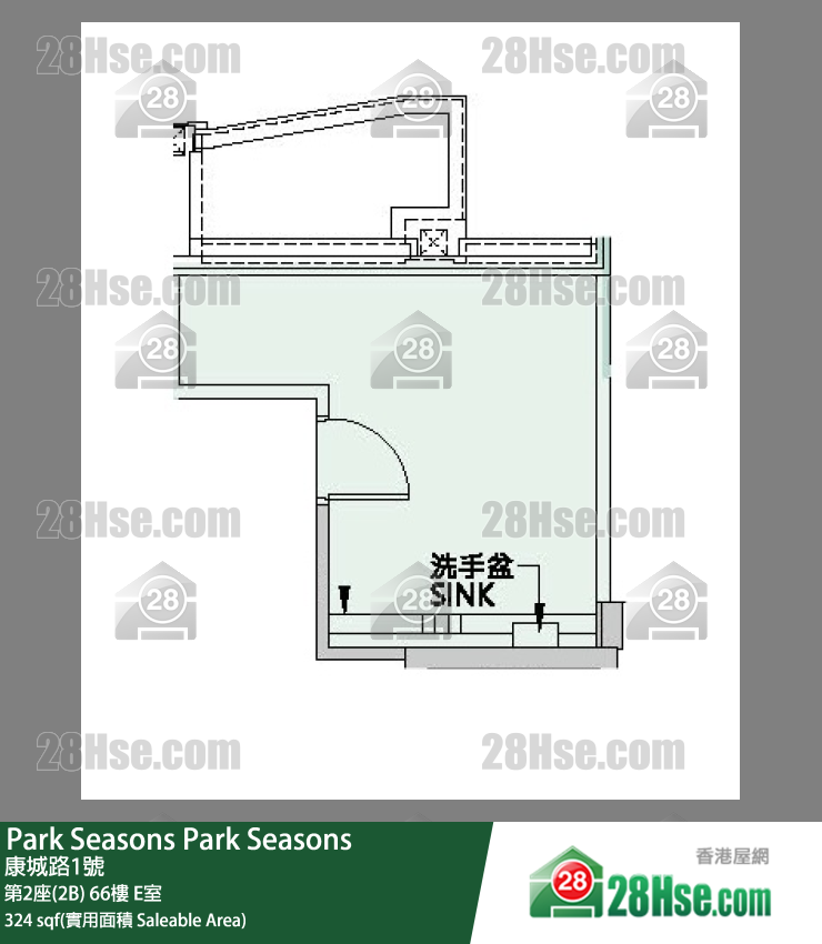 Park Seasons 第2座(2B)66樓 E室 平面圖