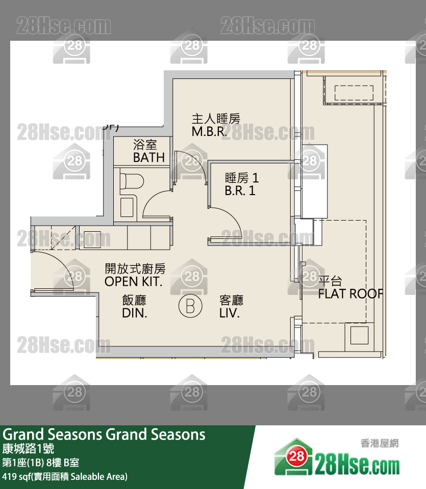 Grand Seasons 第1座(1B)8樓 B室 平面圖